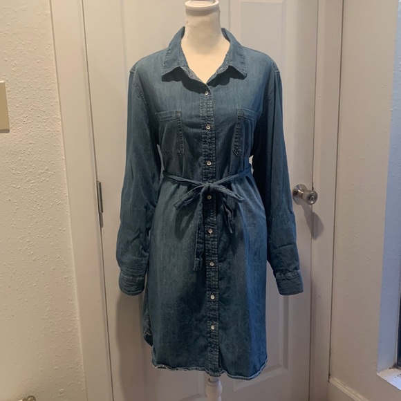 Raw Edge Hem Denim Dress